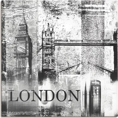 Produktbild von ARTland Leinwandbild London Skyline Abstrakte Collage 04 Größe: 50x50 cm