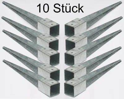 Produktbild von 10 Bodenhülsen Einschlaghülsen 90mm Pfosten-träger 75 cm lang Holz-Lamellen-zaun