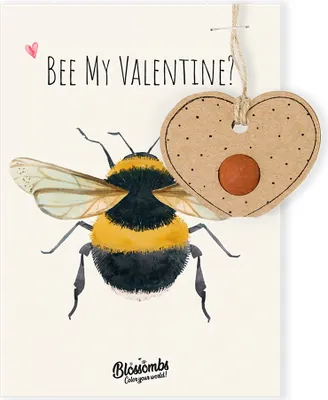 Produktbild von Grußkarte mit Samenbombe-Anhänger - Wildblumensamen Samen Bienenweide - Valentinstag Geschenke - Bee my Valentin?