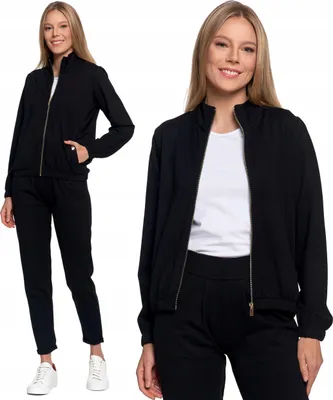 Produktbild von Damen Sweatshirt Kapuzenbomber Schlicht Mit Stehkragen Ohne Kapuze Moraj S