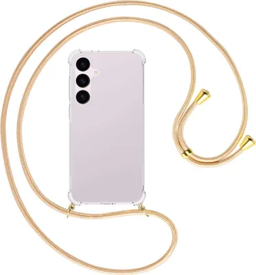 Produktbild von Handykette Backcover-Schutzhülle mit Band (Metall goldfarben) für Samsung Galaxy S24 Plus - Goldkordel