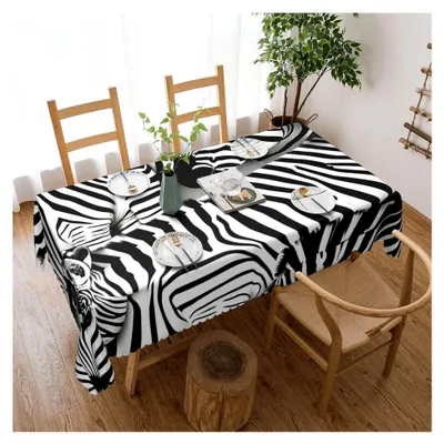 Produktbild von Rechteckige Tischdecke mit Zebramuster, waschbar, für Feierlichkeiten, Picknicks und Abendessen