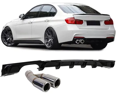 Für BMW F30 F31 316 318 320 Stoßstange Heckdiffusor Schwarz Glanz Endrohre Chrom in der Farbe Schwarz von Carparts-Online GmbH