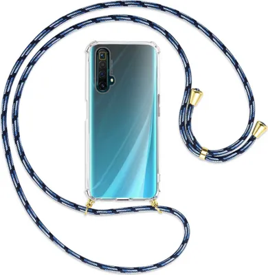 Produktbild von Handykette Backcover-Schutzhülle mit Band (Metall goldfarben) für Realme X50 / X50m 5G  - Blautöne