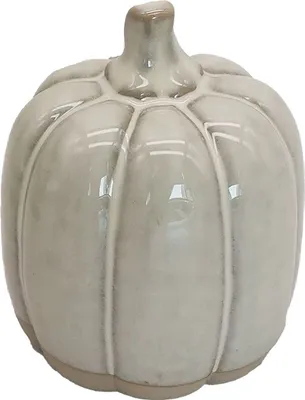 Zdjęcie produktu dla Dekoracyjna dynia ceramiczna, błyszcząca, 8x10 cm, kolor beżowy, Clayre & Eef, model 6CE1596S