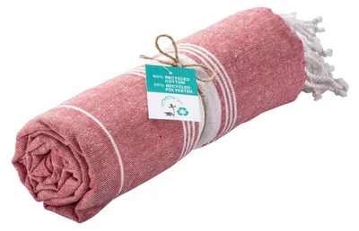 Produktbild von Pareo Futa Strandtuch 90x170 cm – Hamamtuch mit Fransen, Farbe:Rot