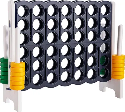 Produktbild von Riesen 4 Gewinnt Spiel, Strategiespiel für Kinder und Erwachsene, 4 in Einer Reihe, Brettspiel Spielzeug Gesellschaftsspiel 2 Spieler, Vier in Reihespiel Kinderspiel (Blau + Weiß-Rahmen)