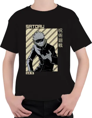 Produktbild von Satoru Gojo Jujutsu Kaisen Anime Ästhetik Fan Geschenk Manga Uni Kinder T-Shirt, Schwarz, 152