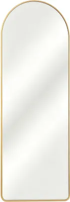 Imagen del producto de Espejo de cuerpo entero, 150 x 50 cm, espejo de cuerpo entero con forma arqueada y soporte, marco de aleación de aluminio, vidrio templado