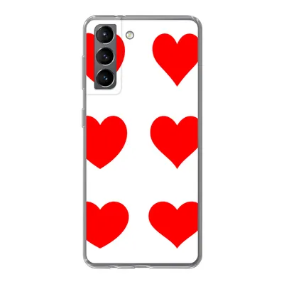 Produktbild von MuchoWow® Handyhülle Schutzhülle Hülle für Samsung Galaxy S21 Eine Illustration mit neun roten Herzen Silikon Softcase Handy Hülle - Softcase