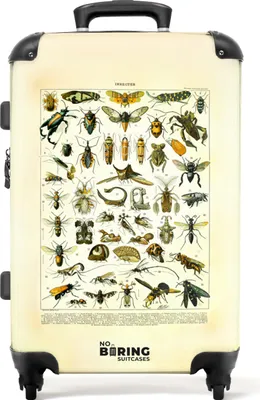 Produktbild von NoBoringSuitcases.com® Großer Koffer - Tiere - Insekten - Illustration - Natur - Vintage - Kombinationsschloss TSA - Hartschalen Trolley 4 Rollen - 72 liter - Reisekoffer - 66 cmKoffer Mittelgroß 67x43x25 cm, 72L,