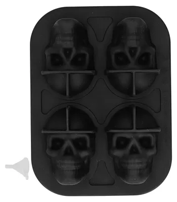 Produktbild von 3D-Totenkopf-Silikonformen - 4 Stück Eiswürfelformen für Gefrierschrank - DIY-Kuchen-Schokoladen-Fondant-Form für Cocktail und Whiskey