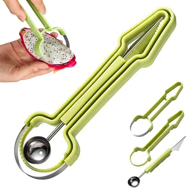 3-in-1 Wassermelonenschneider, Fruchtkugelausstecher, Edelstahl