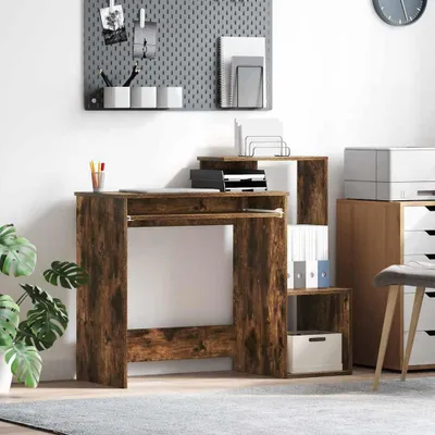 Immagine prodotto di Maison Exclusive - Scrivania in legno impiallacciato effetto noce, dimensioni 106 x 41 x 88,5 cm
