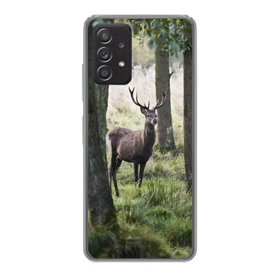 Produktbild von MuchoWow® Handyhülle Schutzhülle Hülle für Samsung Galaxy A33 5G Hirsche - Bäume - Gras Silikon Softcase Handy Hülle - Kartenhalter