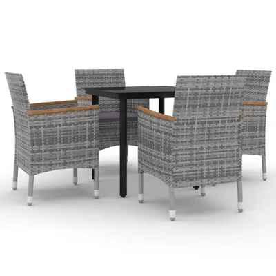 Immagine prodotto di set da pranzo da giardino 5 pezzi vidaXL con cuscini in rattan e vetro