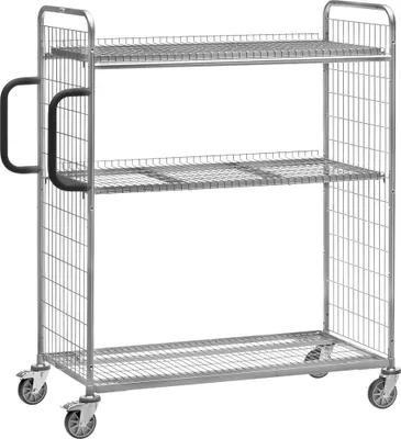 Produktbild von Fetra Kommissionierwagen 1250x610mm aus Drahtschweißgitter, 1625mm hoch mit 2 Gitterböden