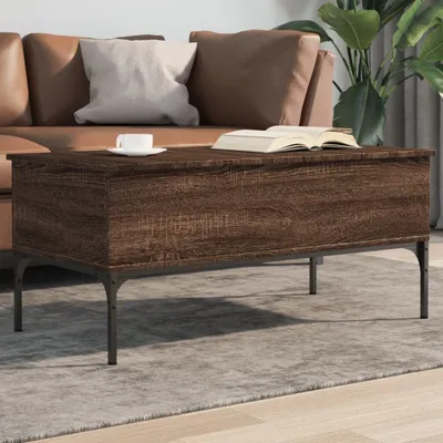Produktbild von Design Couchtisch Braun Eichen-Optik 100x50x45 cm Holzwerkstoff Metall, Couchtische 2024 Neu