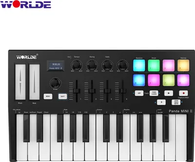 Produktbild von WORLDE Panda MINI II Tragbarer USB-MIDI-Keyboard-Controller mit 25 Tasten