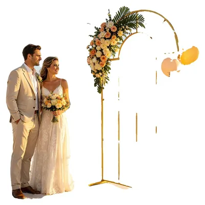Image de Arche de mariage, design autoportant, stable et élégante, couleur or, modèle M