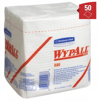 Productafbeelding van WypAll X80 8388 Witte, éénlaags reinigingsdoekjes van Hydroknit