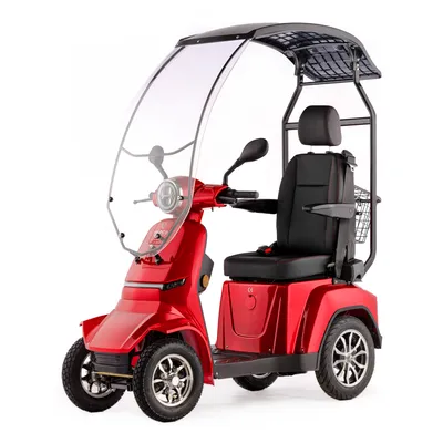 Produktbild von Veleco Gravis Elektromobil - Kapitänssitz - Dach mit Windschutzscheibe - 4-Rad Mobilitätsroller - Komplett montiert - Voll-LED Beleuchtung (Rot)