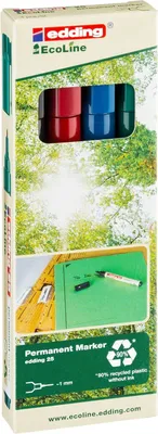 Produktbild von Permanentmarker edding25 EcoLine nachfüllbar 1mm schwarz, rot, blau, grün VE=10x4 Stück