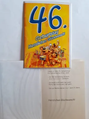 Produktbild von 1 Glückwunschkarte, 46. Geburtstag, Doppelkarte m. Umschlag, Bären feiern