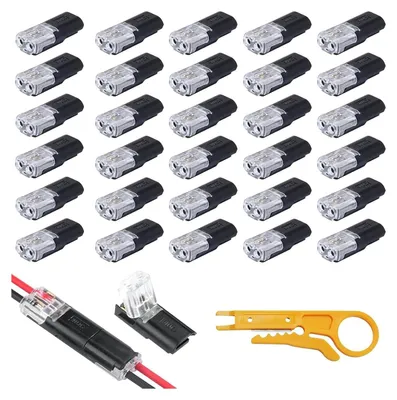 Produktbild von 2-Poliger Kabelverbinder für 18-24 AWG Drähte, 30 Stück, Schnellanschluss ohne Abisolieren, 2,1mm Durchmesser