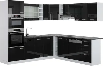 Produktbild von Eckküche Vicco R-Line Schwarz Hochglanz 247 x 60 cm , AP Anthrazit, Model 42315