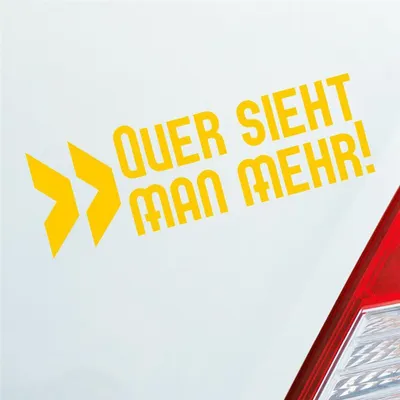 Produktbild von Auto Aufkleber Quer sieht man mehr! Tuning Drift JDM 15x5 cm Gelb Sticker Heckscheibenaufkleber