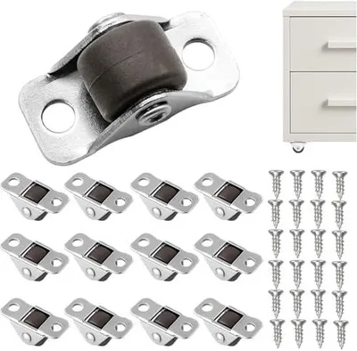 Produktbild von 12 Mini-Möbelrollen 13 mm Kleine Rollen für Möbel Leise Gummi Laufrollen mit Stahlplatte und Schrauben für Möbel, Schränke, Werkzeugkisten, DIY-Projekte und Aufbewahrung