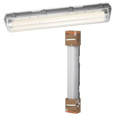 Obrázek produktu pro LED svítidlo Osram, vhodné do vlhkých prostor, šedá barva, 60 cm, stupeň krytí IP65, 2 x 7W, patice G13, světelný tok 1560 lm, neutrální bílá barva světla, 4000K