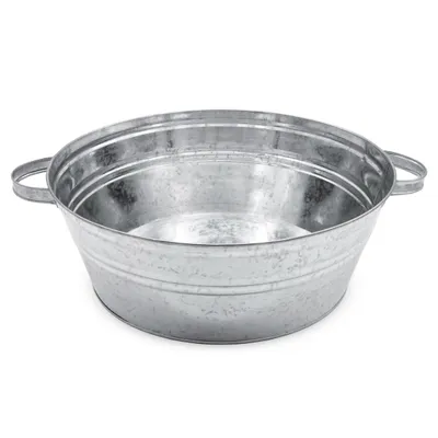 Produktbild von Zinkwanne Pflanzkübel 13 Liter mit Griffen - 40 x 14 cm - Metall Gartenteich Wanne silber verzinkt