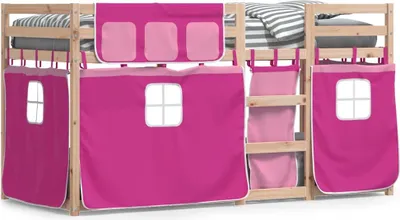 Immagine prodotto di vidaXL Letto a castello con tende rosa 90x200 cm in legno di pino massiccio