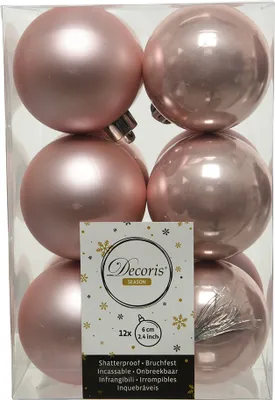 Produktbild von Weihnachtskugeln Kunststoff 6cm 12 Stück - Rosa
