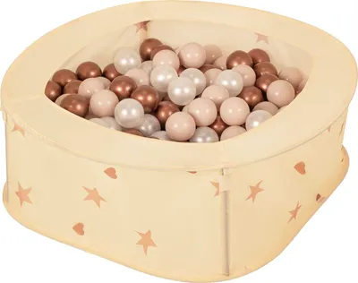 Produktbild von Selonis Bällepool für Kinder mit 100 Bälle 38x38x36 cm - hellbeige:pastellbeige/kupferrot/perle