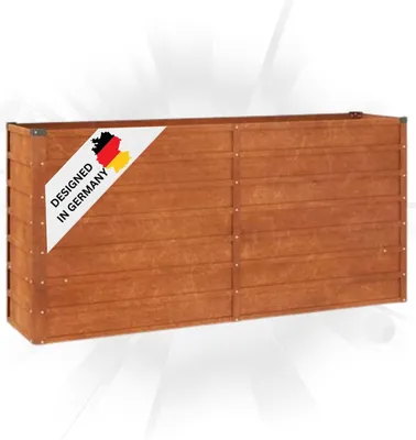 Produktbild von DELUKE® Hochbeet aus Cortenstahl ISAK | unten offen | Pflanzenbeet Gartenbeet Metall Blumenbeet Beet hoch Frühbeet für Garten Gemüsebeet, 160x40x77cm