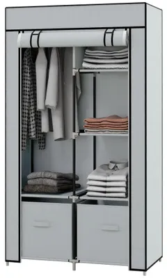 Produktbild von Kleiderschrank - Garderobenschrank - Aufbewahrungsschrank - Kleiderschrank - Faltbarer Schrank - 5 Kleiderstangen - Robuster Metallrahmen