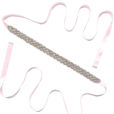 Produktbild von WUERKIYA Braut Strass Gürtel Kristall Bindegürtel Schärpe Damen Hochzeit Satin S