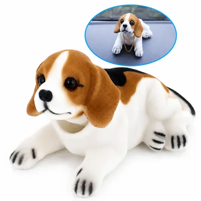 Produktbild von A50D Beagle Wackelkopf Hund Deko Bobblehead mit Halskette Wackeldackel Armaturenbrett Dekoration fürs Auto Cockpit Fahrzeug Innenraum Auto Zubehör