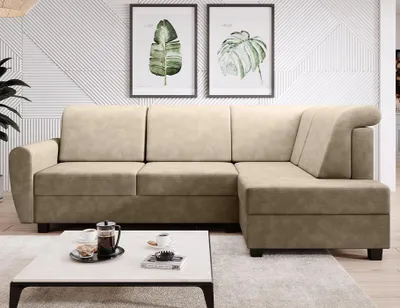 Produktbild von Easy4You Ecksofa MILO L-Form Beige – 235x90x157 cm - Schlafsofa mit Bettkasten und Schlaffunktion - Eckcouch mit Stauraum – Rechts – Stoff Soro 21