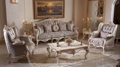 Produktbild von Casa Padrino Luxus Barock Wohnzimmer Möbel Set Braun / Weiß / Gold