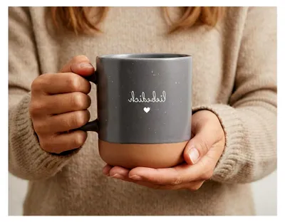 Produktbild von Keramische Kaffeetasse mit Lasergravur, 360ml, Sprenkel-Optik, Wiederverwendbar, Modern, Geschenk für Muttertag, Valentinstag, Geburtstag (Grau)