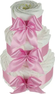 Produktbild von DIY Windeltorte zum selber bestücken | 3-stöckig rosa