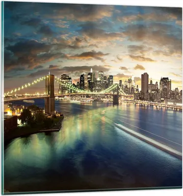 Produktbild von Bilder auf glas - Amerika Architektur New York - 70x70cm - Glasbilder - Wandbilder - Kunstdruck - zum Aufhängen bereit - Wanddekoration aus Glas - Glas Bilder - Wandbild auf Glas - GAC70x70-0226