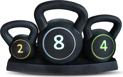 Produktbild von Einheitsgröße STR-121|SPORTINATOR "Power" Kettlebell 2 kg 4 kg 8 kg 3er-Set