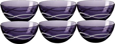 Produktbild von 6 Schälchen Kompottschale Müßlischale Obst Glas lila violett Schale 12,5cm