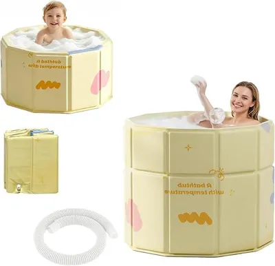 Produktbild von 70cm Faltbare Badewanne, Sitzbadewanne Erwachsene, Eisbaden Tonne für Senioren, ältere Menschen und Kinder, kleine Badezimmer, als Warmwasserbadewanne oder Eisbad für Erwachsene