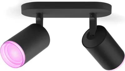 Produktbild von Philips Hue White and Color ambiance Fugato Zweierspot schwarz, Intelligente Deckenbeleuchtung, Bluetooth, Schwarz, LED, Metall, GU10